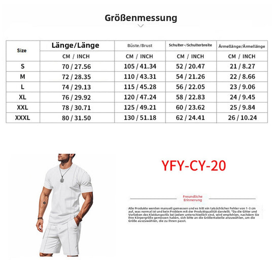 EB | Waffel-Kurzarm-Shorts Zweiteiliges Set