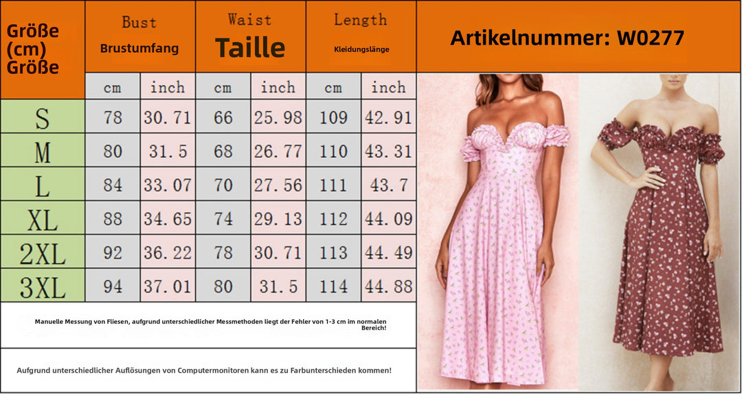 EB | Geschlitztes Blumenkleid schulterfreies Röhrentop-Kleid