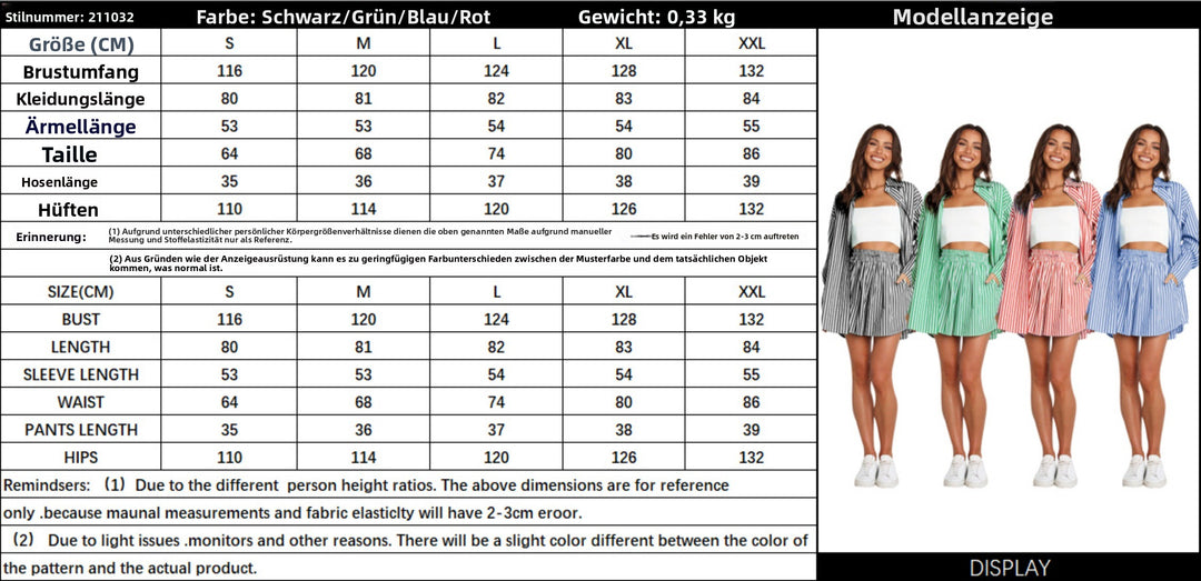 EB | Fashion Shirt Gestreift Langarm Zweiteiliges Set