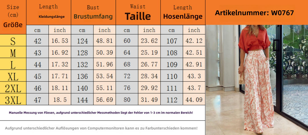 EB | Zweiteiliges Set mit V-Ausschnitt und Hose mit weitem Bein