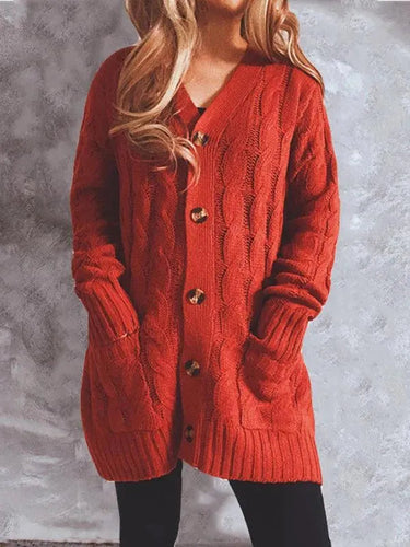 EB | Pocket Lange Damen Strickjacke Pullover