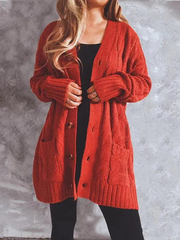EB | Pocket Lange Damen Strickjacke Pullover