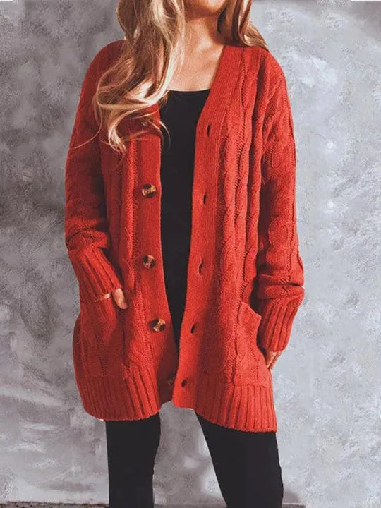EB | Pocket Lange Damen Strickjacke Pullover