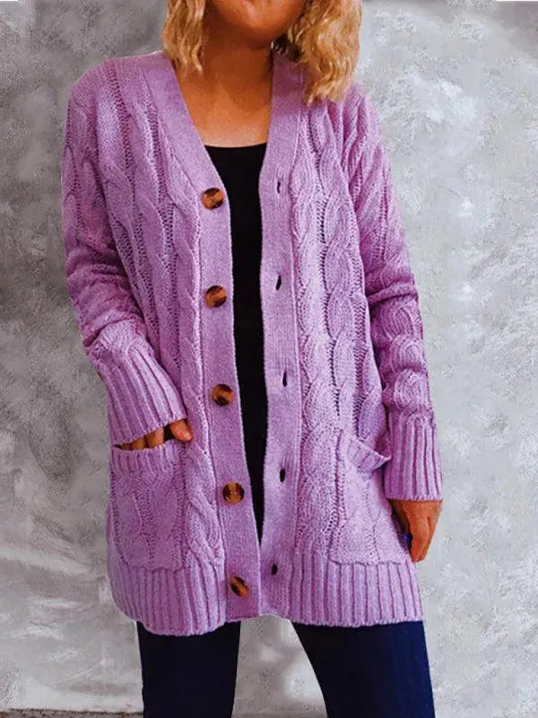 EB | Pocket Lange Damen Strickjacke Pullover