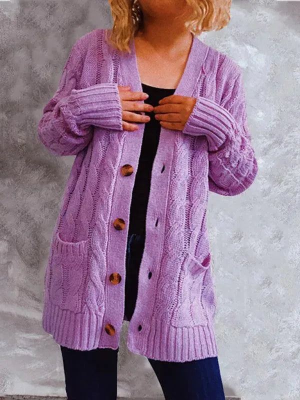EB | Pocket Lange Damen Strickjacke Pullover