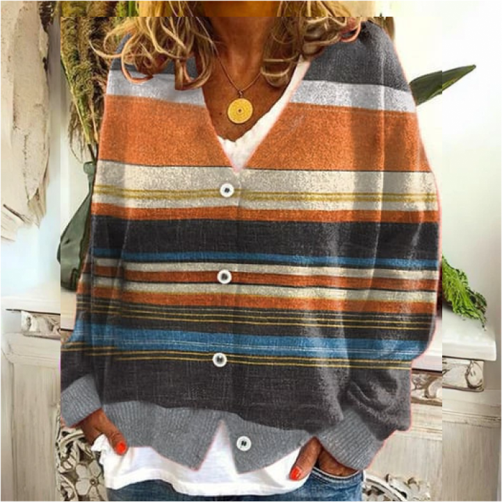 EB | Damen Knopf Blumen Cardigan aus Daunen Warm