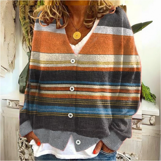 EB | Damen Knopf Blumen Cardigan aus Daunen Warm