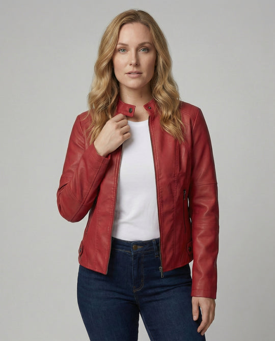 EB | Luxuriöse Stilvolle Lederjacke für Frauen