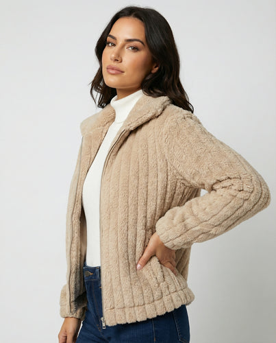 EB | Stilvolle Teddy Damenjacke mit Kragen
