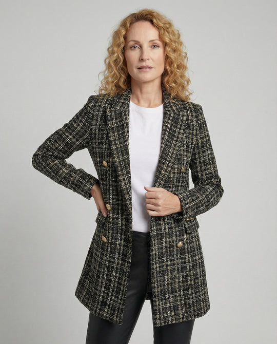 Damen Tweed-Blazer mit Doppelknopfleiste