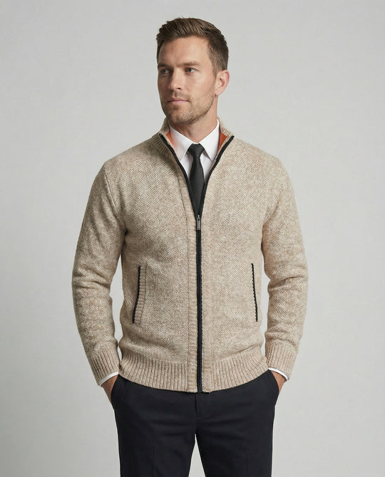 Herren Strickjacke mit hohem Kragen und elegantem Reißverschluss EB