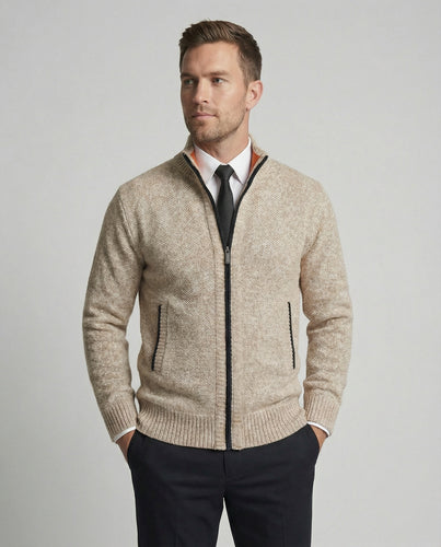 Herren Strickjacke mit hohem Kragen und elegantem Reißverschluss EB