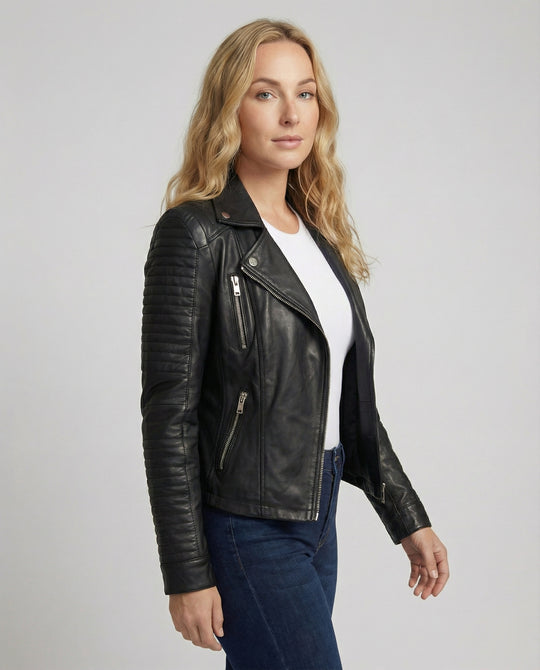 EB | Damen Lederjacke Stilvoll Zeitlos