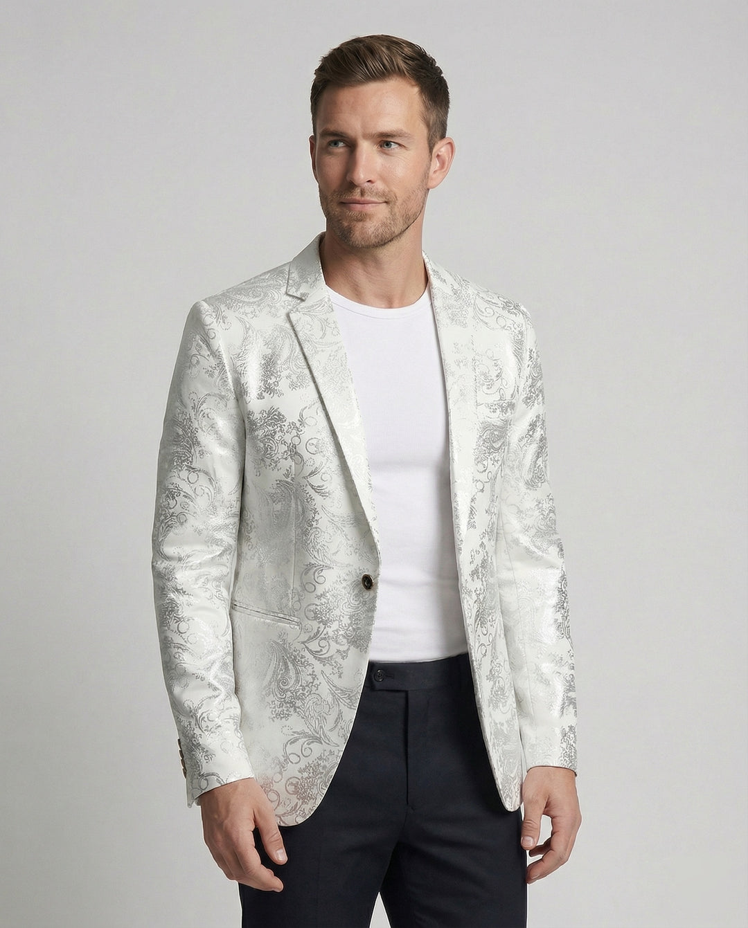 Herren eleganter Blazer mit kunstvollem Muster und luxuriösem Glanz EB
