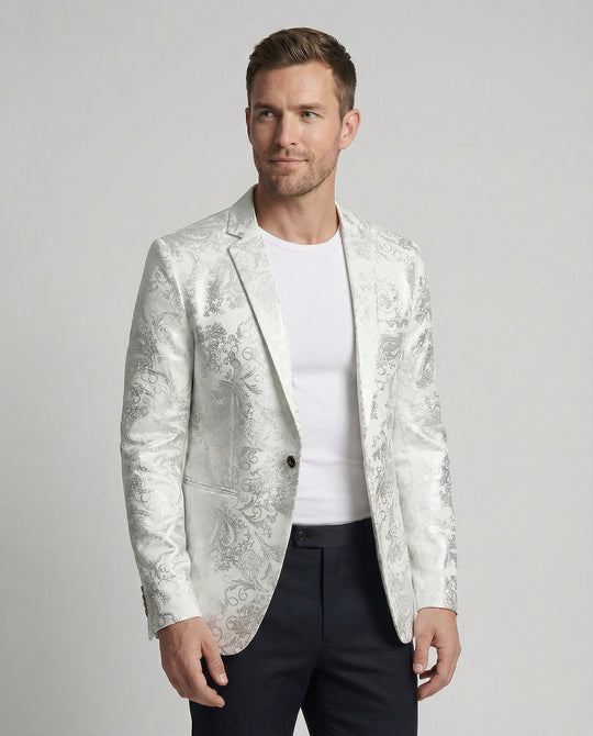 Herren eleganter Blazer mit kunstvollem Muster und luxuriösem Glanz EB