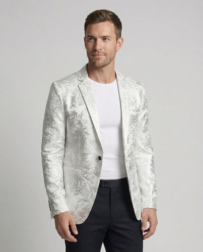 Herren eleganter Blazer mit kunstvollem Muster und luxuriösem Glanz EB