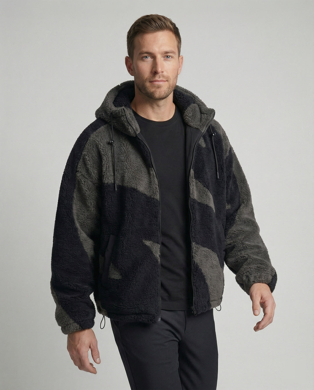 EB | Herren Kapuzen Zip-Up Warm Fleece Jacke