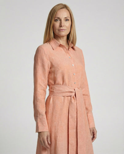 Leinen Freizeitkleid Damen Hemdkleid