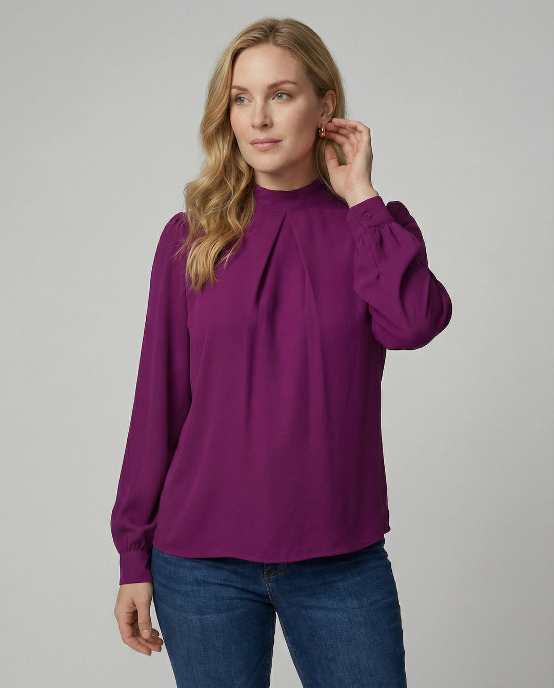Damen elegante Bluse mit Stehkragen EB
