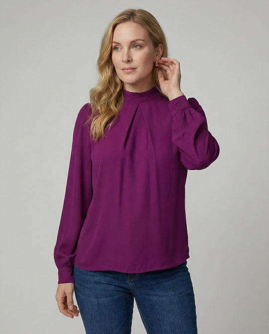 Damen elegante Bluse mit Stehkragen EB