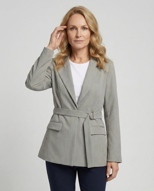 Taillierter Blazer Mit Bindegürtel Damen