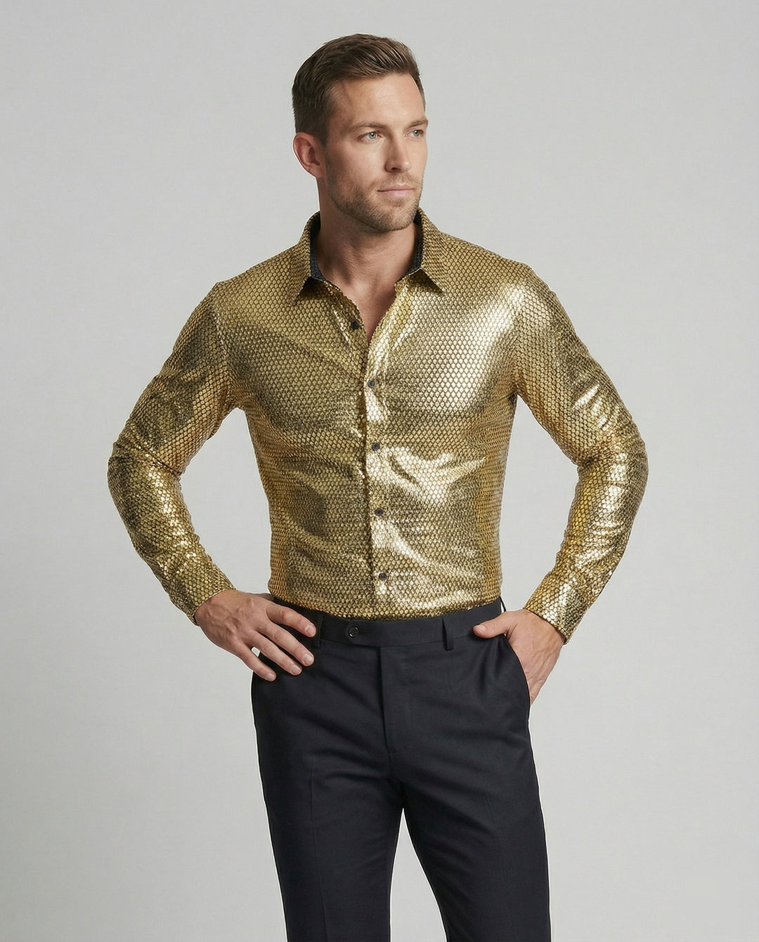 Herren Hemd mit glanzvollem Wabenmuster EB