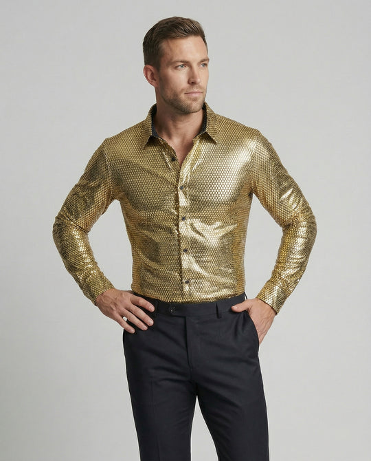 Herren Hemd mit glanzvollem Wabenmuster EB