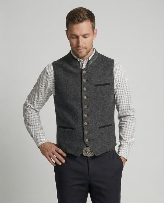EB - Elegante Herren Trachtenweste Grau Traditionell