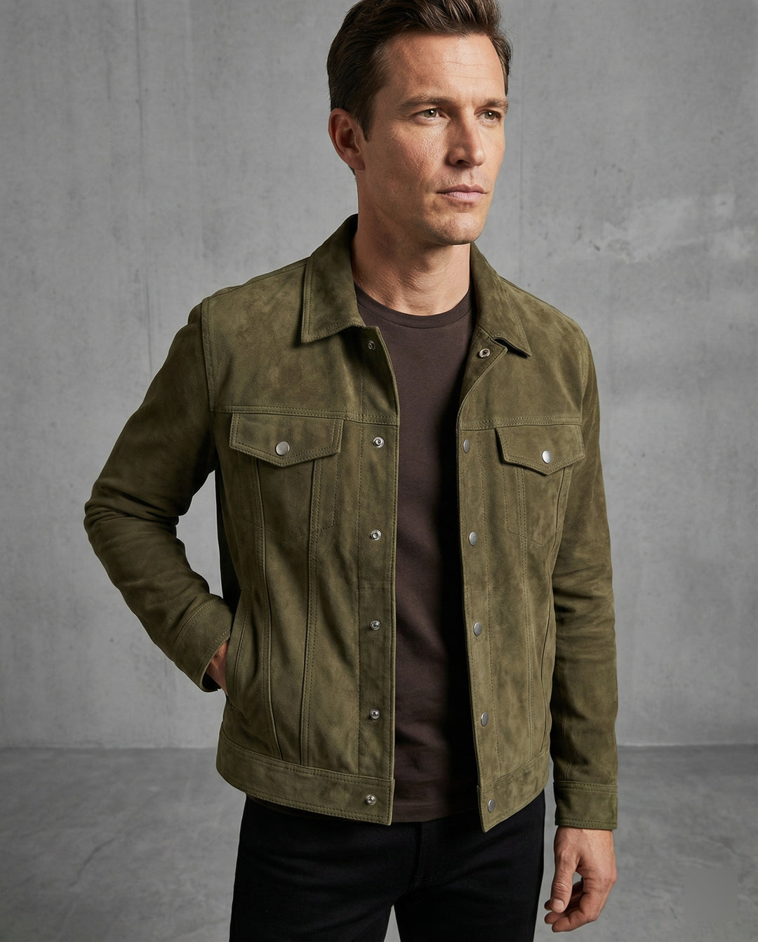 Herren Vegan lederjacke im lässigen Stil mit praktischen Taschen EB
