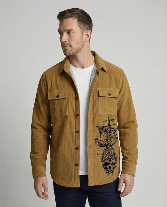 Herren Langarmhemd Cord Freizeit