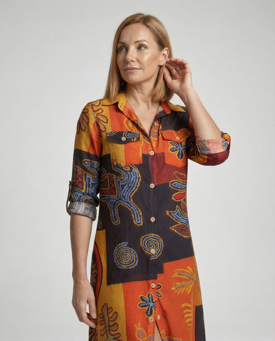 Freizeitkleid Damen Hemdblusenkleid Schlitz