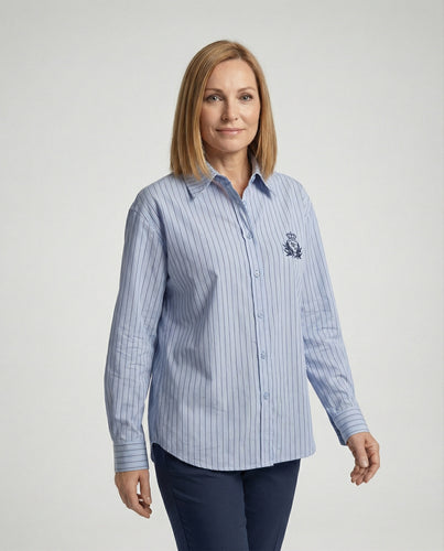 Damen Bluse mit Streifen und klassischem Kragen
