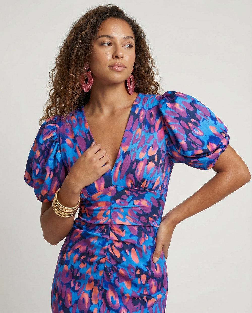 Damen Abendkleid mit voluminösen Puffärmeln EB