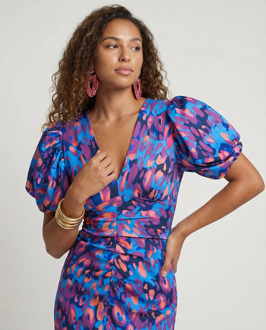 Damen Abendkleid mit voluminösen Puffärmeln EB