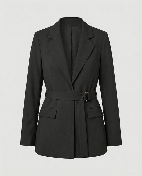 Taillierter Blazer Mit Bindegürtel Damen