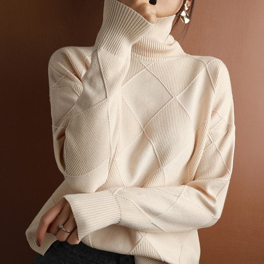 EB | Sweater - Geometrisches Muster Rollkragenpullover