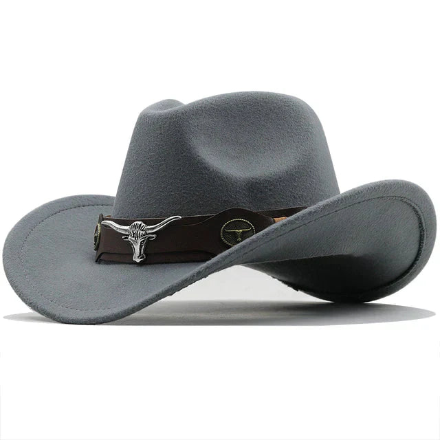EB - Western-Stil Filzhut mit Stier-Schnallenband