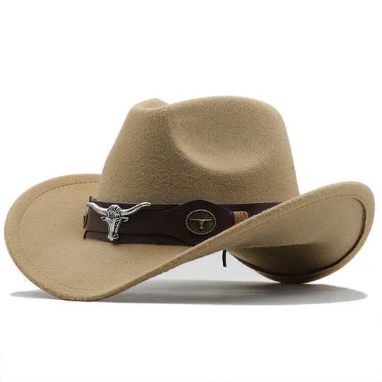 EB - Western-Stil Filzhut mit Stier-Schnallenband