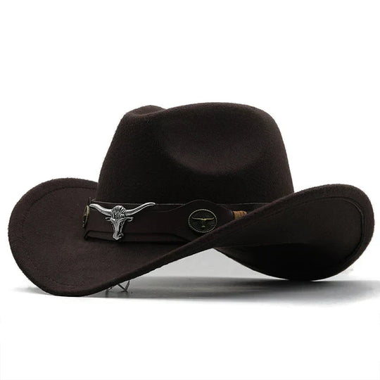 EB - Western-Stil Filzhut mit Stier-Schnallenband