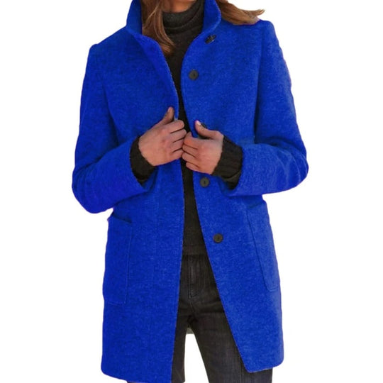 EB | Lange Damenjacke mit Knopfverschluss Frühlingsjacke Damen