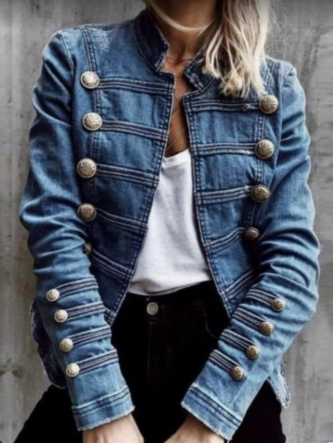EB | Doppelreihige Weinlese Denimjacke