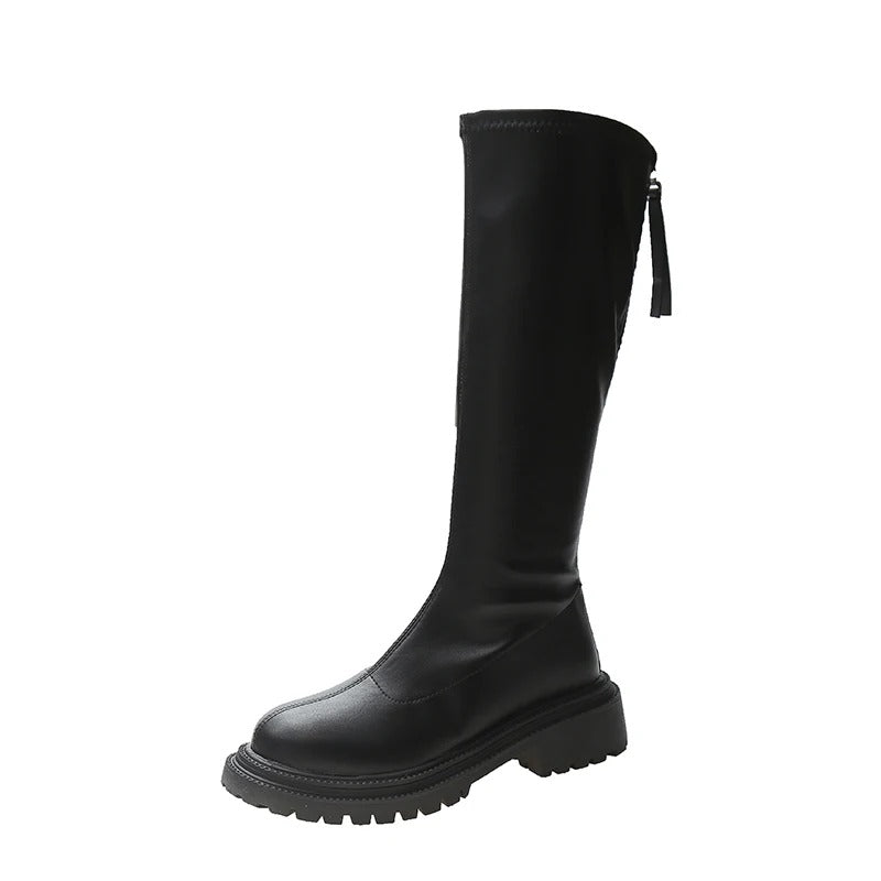 Lange Lederstil Damenstiefel EB