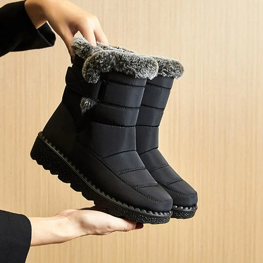 Damen warme Baumwolle Fell Stiefeletten EB