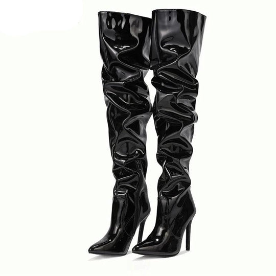 Frauen Über-den-Knie Stiefel Leder Stil EB