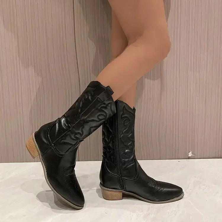 Damen Farbige Retro Cowboy Stiefel EB