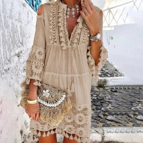 EB | Mini Kleid Aus Spitze Boho