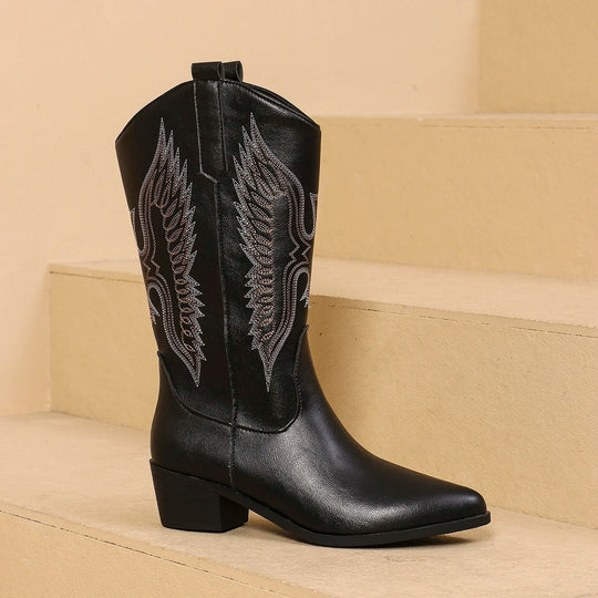 EB | Hochhackige Bestickte Cowboy-Stiefel