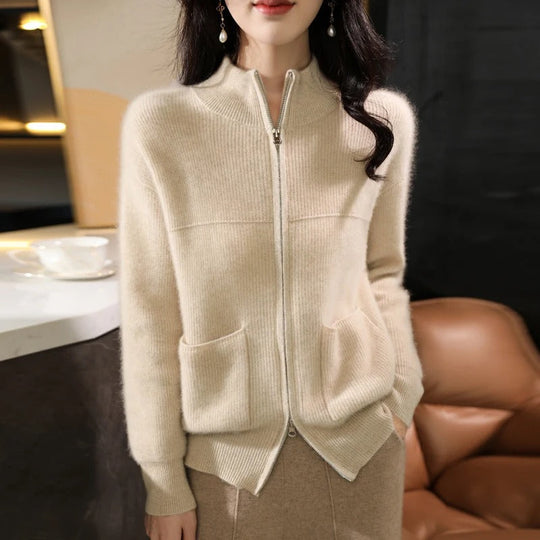 EB | Strickjacke Aus Wolle Mit Reißverschluss Und Stehkragen