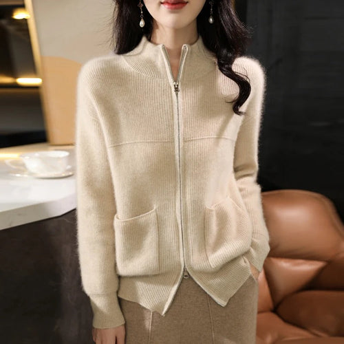 EB | Strickjacke Aus Wolle Mit Reißverschluss Und Stehkragen