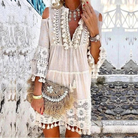 EB | Mini Kleid Aus Spitze Boho